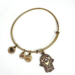 Alex and Ani Hand of Fatima Charm Bracelet Gold Finish - Expands 2"- 3.5"